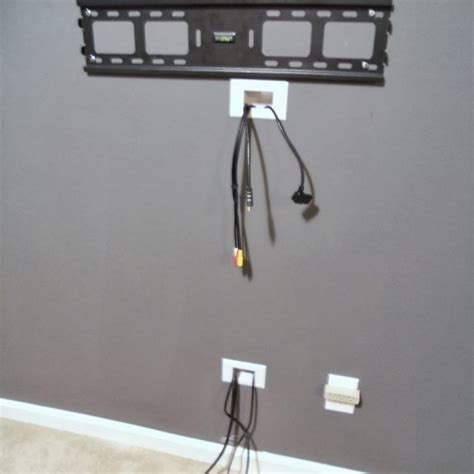 running hung tv wires in wall to junction box|tv cable through wall.